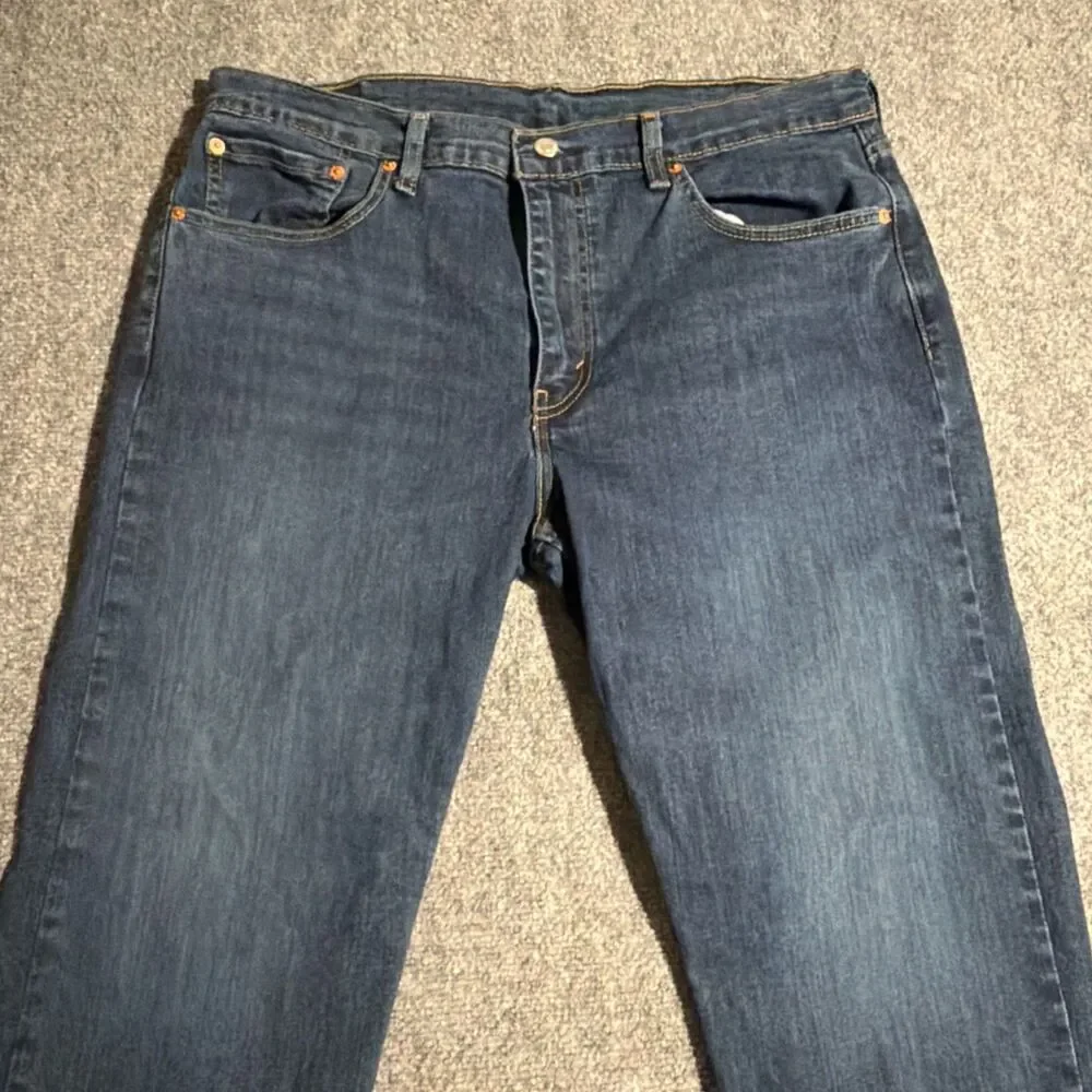 Levi's 502 Denim Jeans Mens 36x30 Blue Taper Stretch 5 Pocket Design Dark Wash